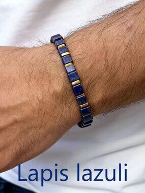 Lapis Lazuli Square Stone Bracelet Unisex - Spiritual Healing Protection Gift